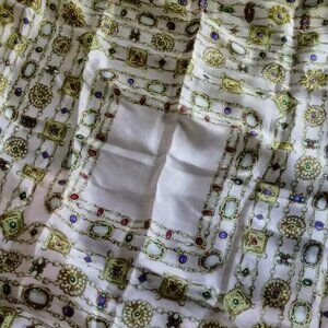 Vintage Light Pink Jewel Print Silk Scarf